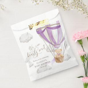 Bear Wait Bear Lilac Hot Air Ballon Babydusche Geschenktütchen