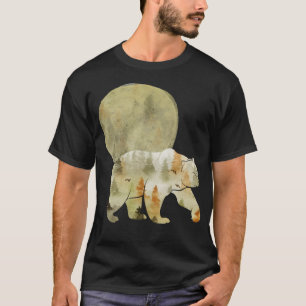Bear Walking in Woods Moon Painted Forest Wildlife T-Shirt