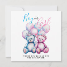 Bear Watercolor Gender Reveal Party Boy oder Girl