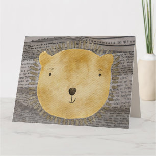BEAR WATERCOLOR NEWSPAPER ART Geburtstagskarten Karte