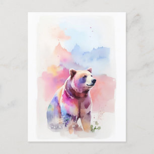 Bear Watercolor Portrait 2 Postkarte