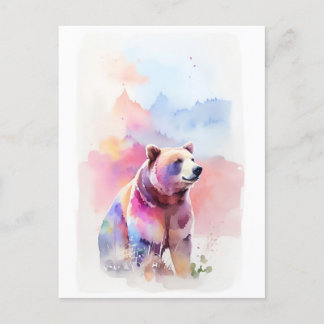 Bear Watercolor Portrait 2 Postkarte