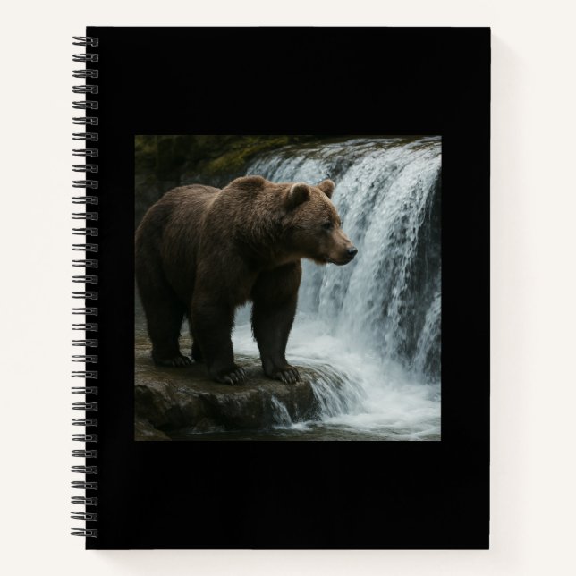 Bear Waterfall Soft Cover Spiral Bound Notebook Notizbuch (Vorderseite)