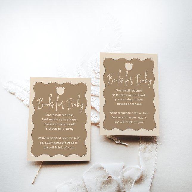 Bear Wavy Frame Book Anfrage Einfache Babydusche Begleitkarte (Von Creator hochgeladen)