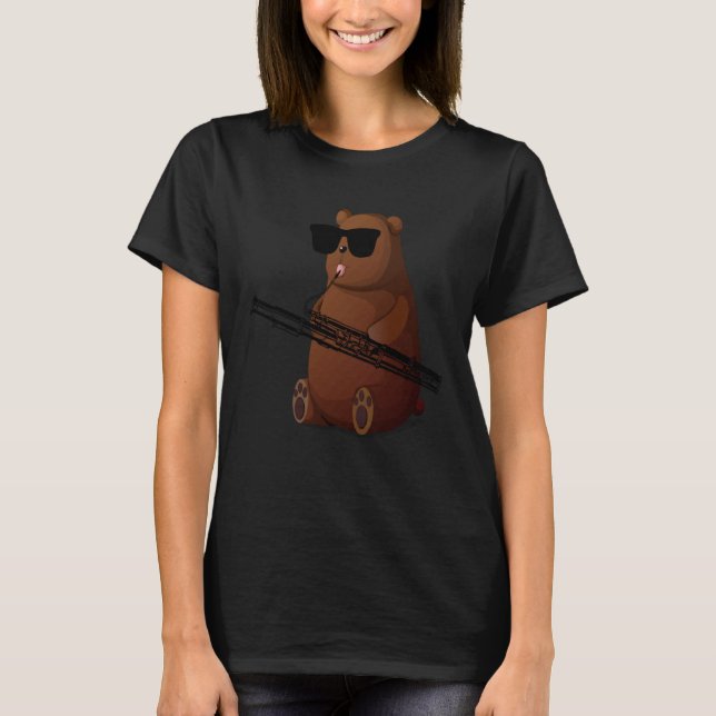 Bear Wearing Sunglasses Playing Bassoon T-Shirt (Vorderseite)