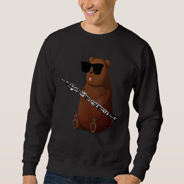 Bear Wearing Sunglasses Playing Oboe Sweatshirt (Vorderseite)
