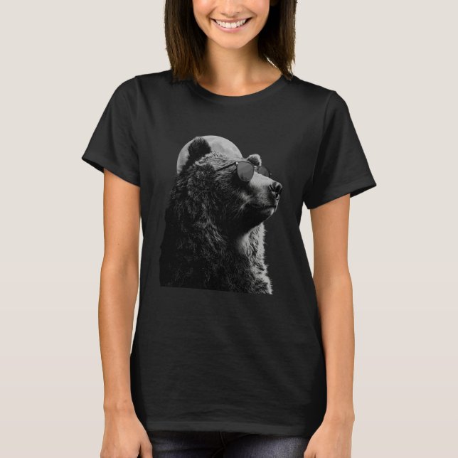 Bear Wearing Sunglasses Wildlife Forest Bear Anima T-Shirt (Vorderseite)