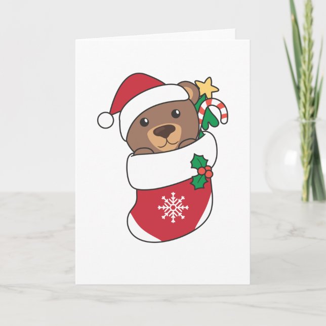 Bear Weihnachtsschnee Wintertiere Bären Feiertagskarte (Vorderseite)