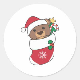 Bear Weihnachtsschnee Wintertiere Bären Runder Aufkleber