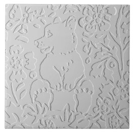 Bear White Gray Black Embossed Woodland Animal Fliese