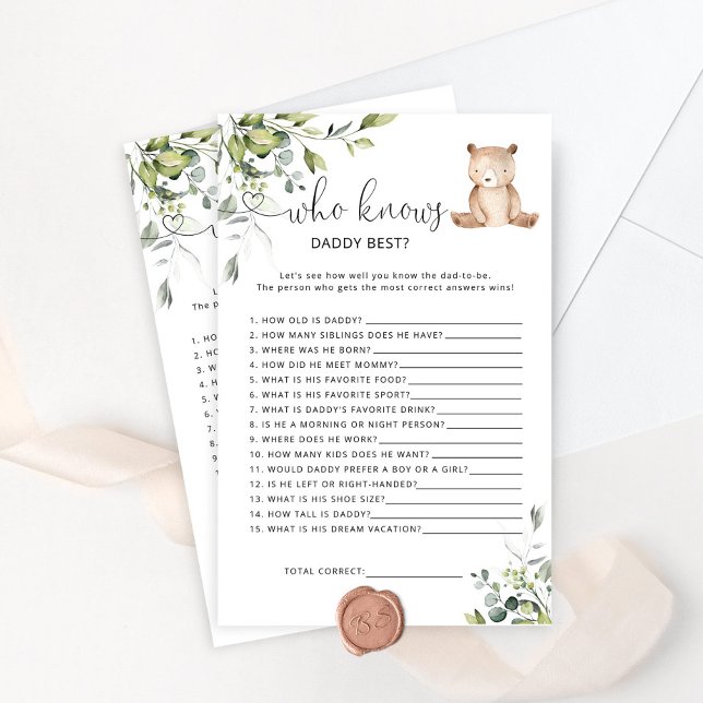 Bear Who kennt Papa am besten Baby Dusche Spiel (Von Creator hochgeladen)