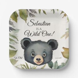 Bear Wild One Woodland Animal Birthday Party Pappteller