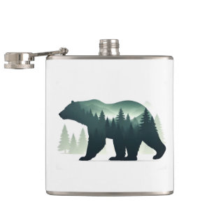 Bear Wildlife Animal Nature Forest Art Flachmann