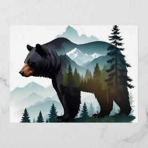 Bear Wildlife Animal Nature Forest Art Folien Feiertagspostkarte