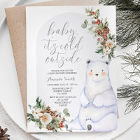 Bear Winter Berries Schneeflocken Bäume Babydusche