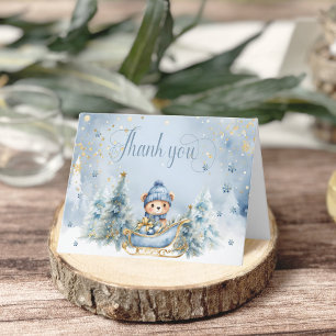 Bear Winter Boy Babydusche Dankeskarte