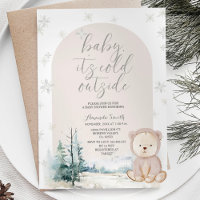Bear Winter Snowflakes Trees Baby Dusche