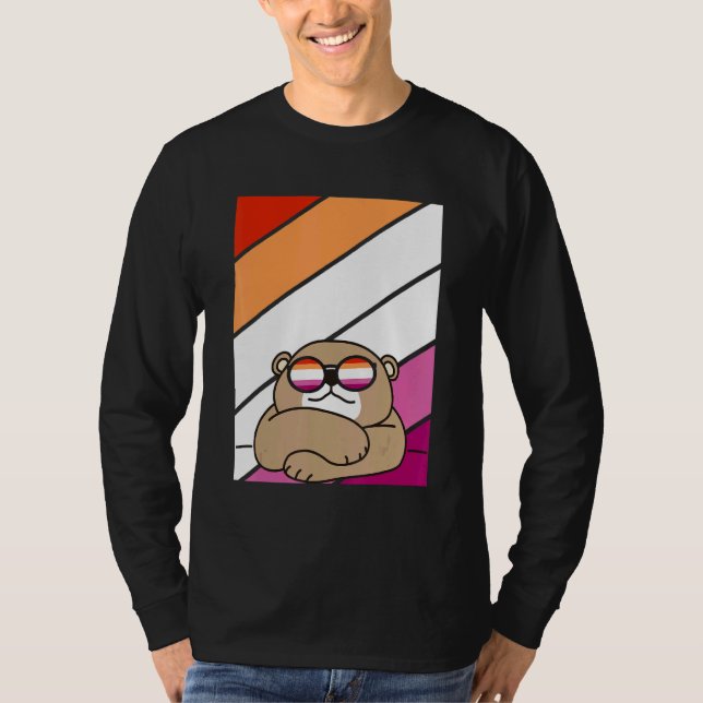 Bear With Pride Lesbian Flag LGBTQ Proud Ally Prid T-Shirt (Vorderseite)