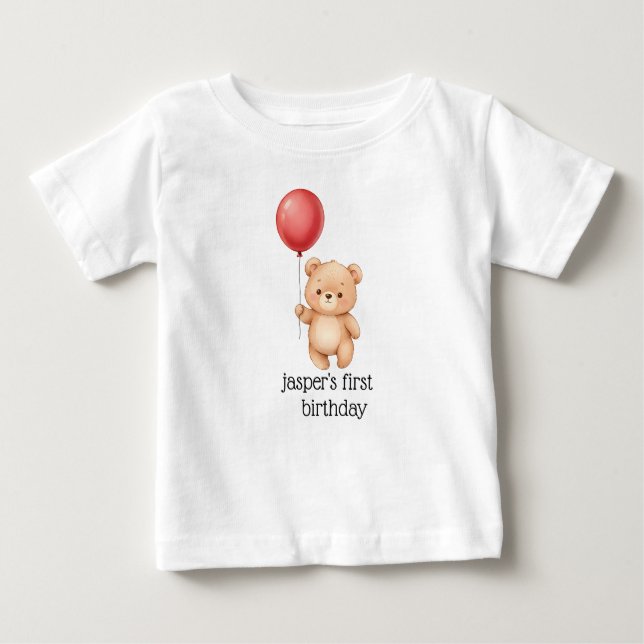 Bear with Red Balloon Party Hat Cute Baby T-shirt (Vorderseite)