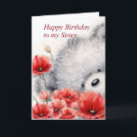 Bear with Red Blume, Happy Birthday Sister Karte<br><div class="desc">Niedlicher Graubär mit einem Haufen roter Blume für die Schwester,  Happy Birthday meine Schwester.</div>