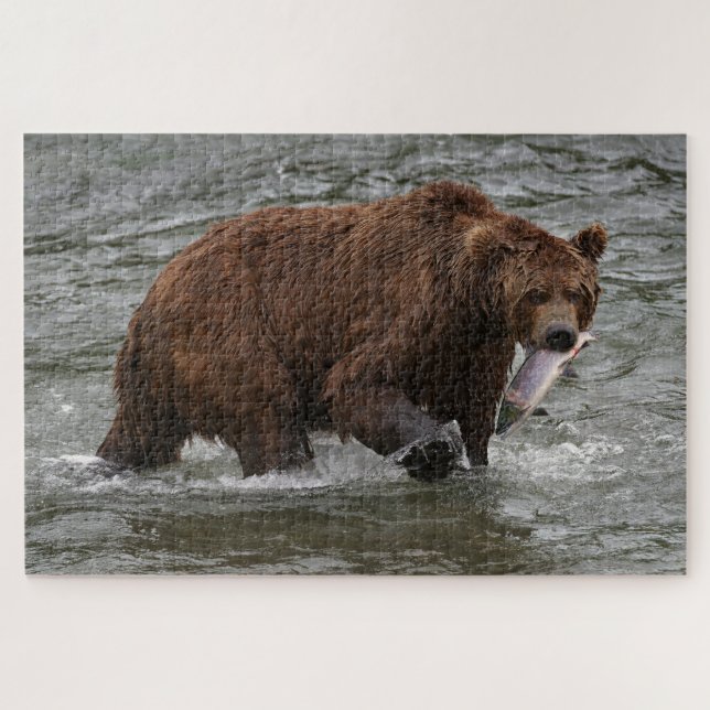 Bear with Salmon in Katmai National Park Alaska Puzzle (Horizontal)