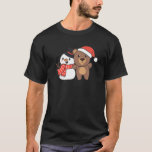 Bear With Snowman In Winter For Christmas T-Shirt<br><div class="desc">Bear With Snowman In Winter For Christmas</div>