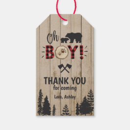 Bear Woodland Lumberjack Kariert Boy Baby Dusche Geschenkanhänger