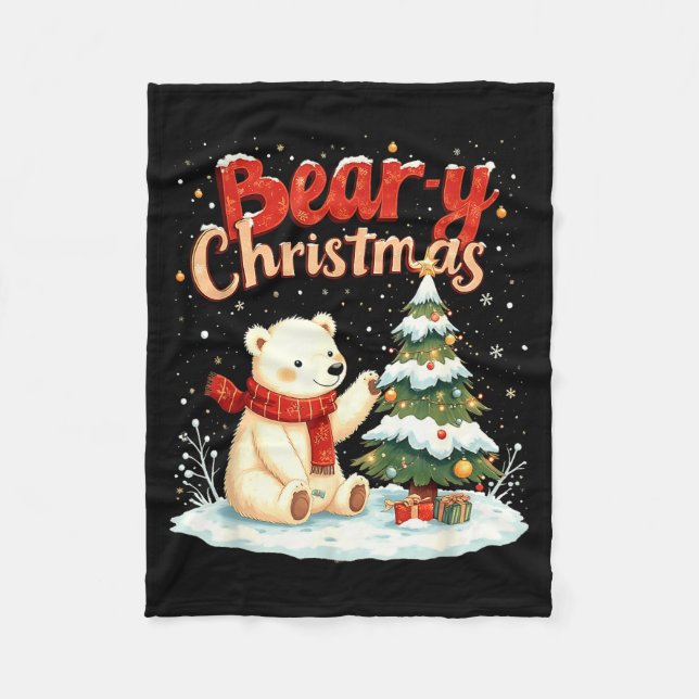 Bear-y Christmas Cute Lar Bear Holiday Pun Gift  Fleecedecke (Vorderseite)