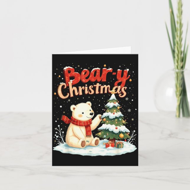 Bear-y Christmas Cute Lar Bear Holiday Pun Gift  Karte (Vorderseite)