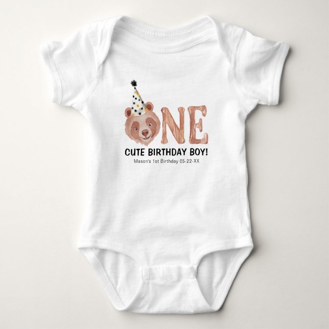 Bear-y Niedlich 1. Geburtstag Baby Bodysuit Strampler (Vorderseite)