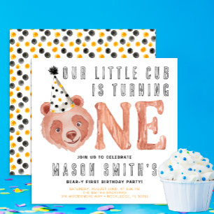 Bear-y-Niedliche "Party Animal" Einladung zum 1. G