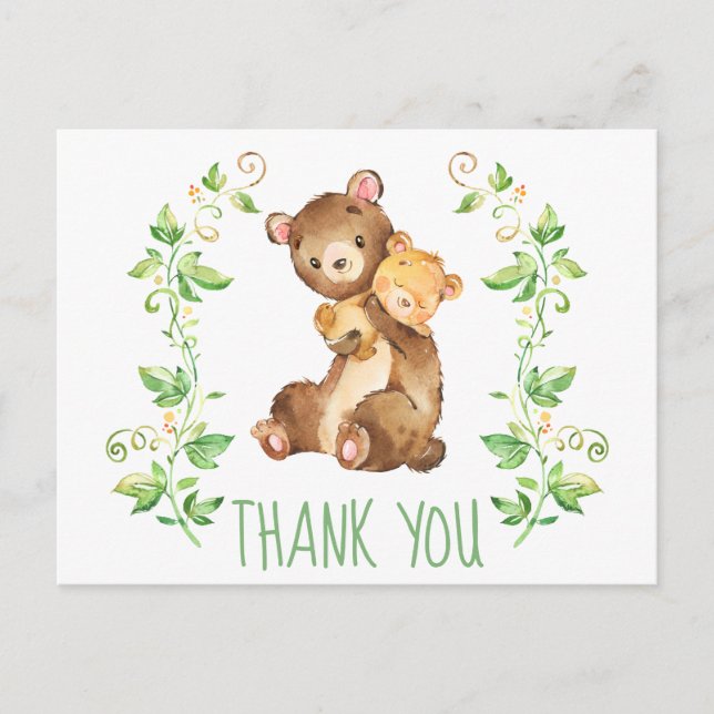 Bear Zoo Animals Kinderdusche Danke Postkarte (Vorderseite)