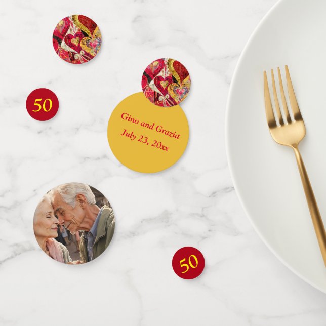 Bearbeitbar 50. Hochzeitstag Konfetti (Gruppe)