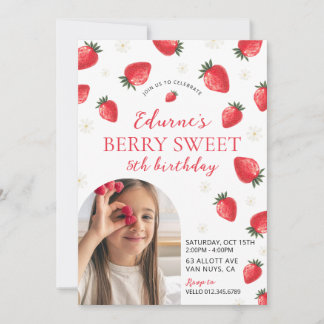 Bearbeitbar AGE Beeren Süß Foto Mädchen Geburtstag Einladung