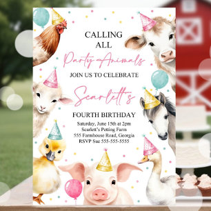 Bearbeitbar An alle Partytiere Farm Mädchen Geburt Einladung