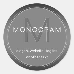 Bearbeitbar dunkelgraues Monogramm-Design Runder Aufkleber