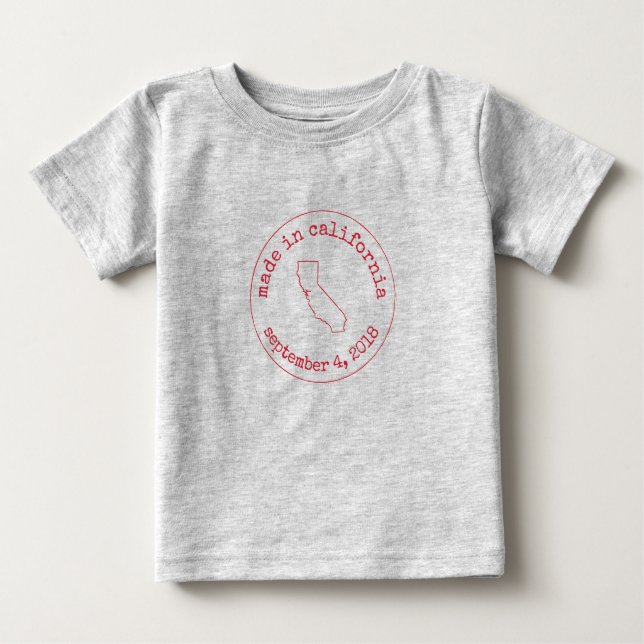 Bearbeitbar hergestellt in Kalifornien Briefmarke  Baby T-shirt (Vorderseite)