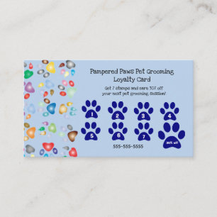 Bearbeitbar Pampered Paws Dog Groomer Loyalty Visitenkarte