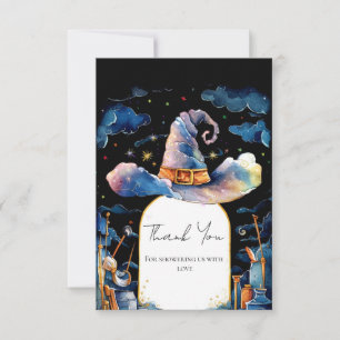 Bearbeitbar Simple Wizard Hat Baby Showdusche Dankeskarte