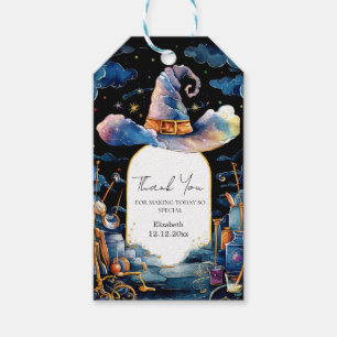 Bearbeitbar Simple Wizard Hat Baby Showdusche Geschenkanhänger