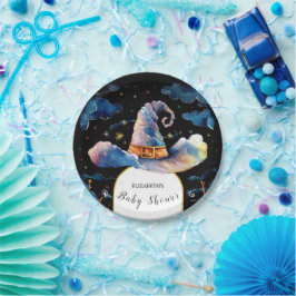 Bearbeitbar Simple Wizard Hat Baby Showdusche Pappteller