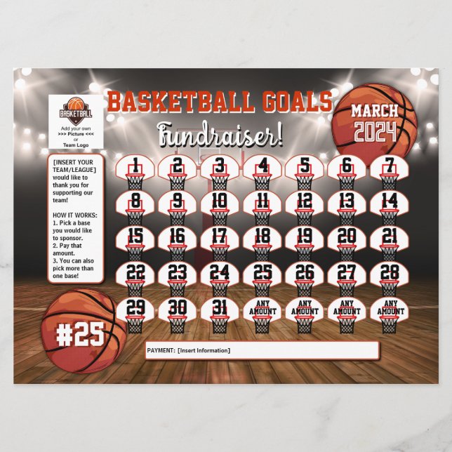 Bearbeitbar Softball Calendar Fundraiser Flyer USA Einladung (Vorderseite)