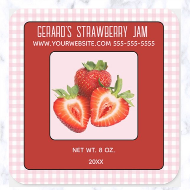 Bearbeitbar Strawberry Jam Square Sticker (Von Creator hochgeladen)