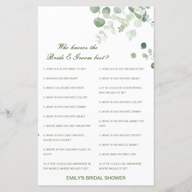 Bearbeitbar, wer Braut und Beste Karte kennt (Vorderseite)