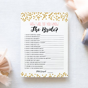 Bearbeitbar Wie gut kennen Sie die Bride-Spielkart Einladung