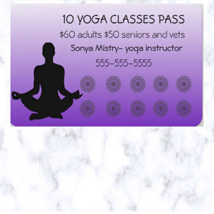 Bearbeitbare 10 Yoga-Klasse Pass-Discount-Karte Rabattkarte
