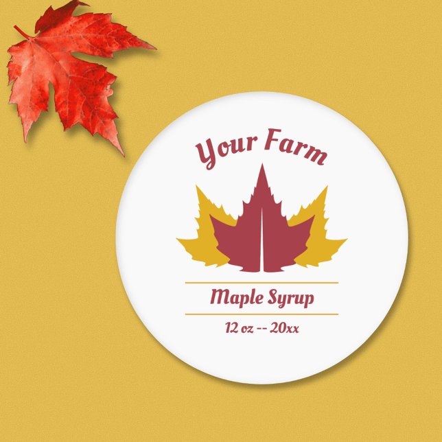 Bearbeitbare Ahornsirup-Aufkleber Runder Aufkleber (Editable Maple Syrup Label Sticker)