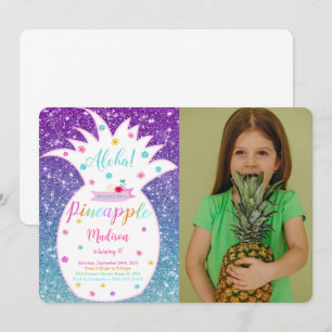 Bearbeitbare Ananas zum Geburtstag Foto Einladung