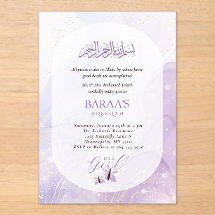 Bearbeitbare Aqiqah für Baby - Es ist ein Mädchen Acryleinladungen