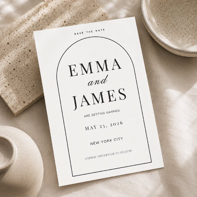 Bearbeitbare Architektur-Form Minimal Hochzeitsein Einladung (Elegant arch design for a timeless and modern Save the Date announcement.)